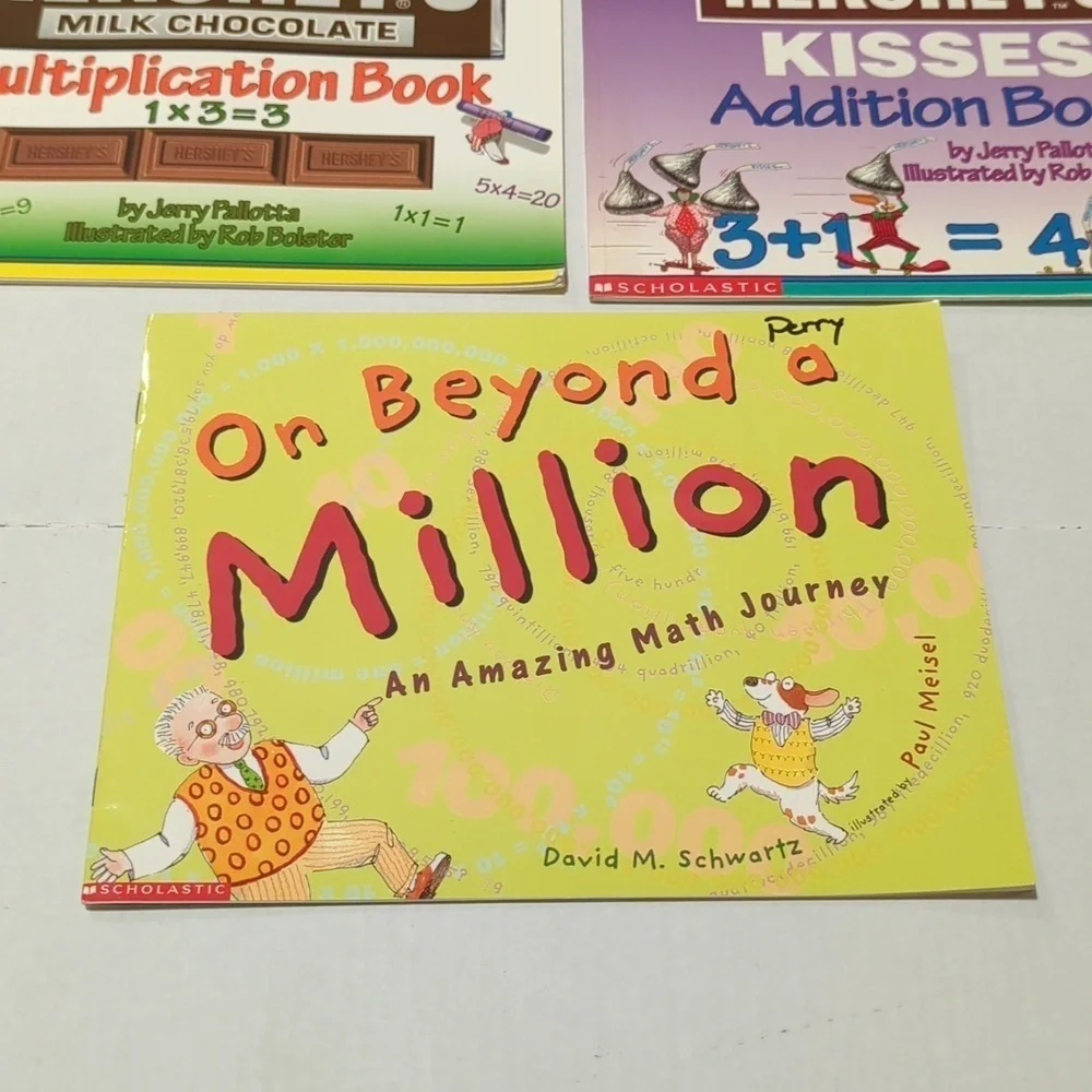 Scholastic Math Themed Educational Paperback Book Set of 5 Books - Hershey Math